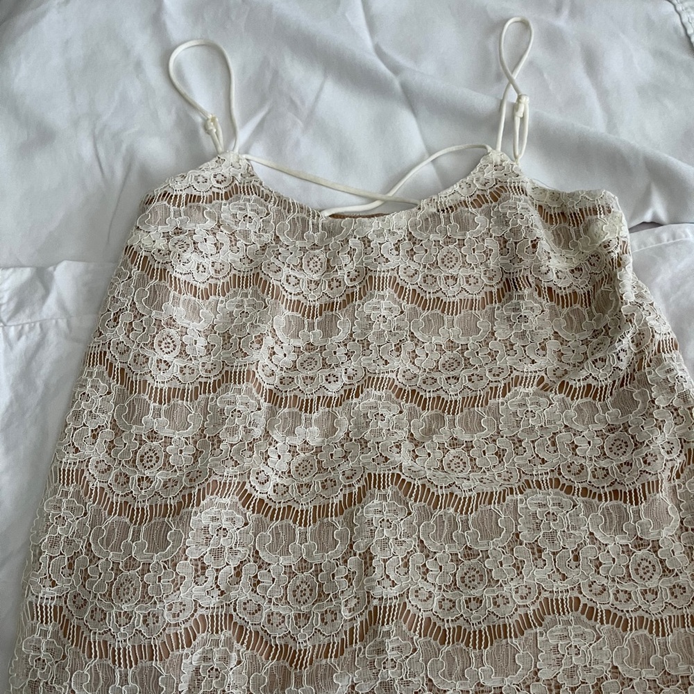 Juniors Love,Fire Cream Colored Lace Tank Top Size Small.